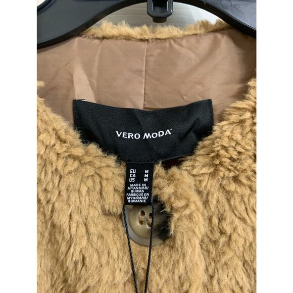 Vero Moda amanda short‎ teddy jacket brown size Medium - Picture 3 of 6